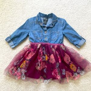 Girl floral jean dress